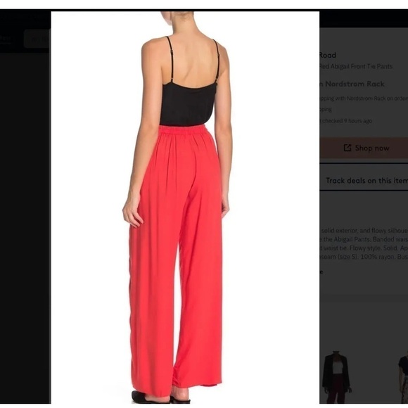NWT Young Fabulous & Broke YFB Split Tie Wide Leg Pants Coral - Picture 2 of 10